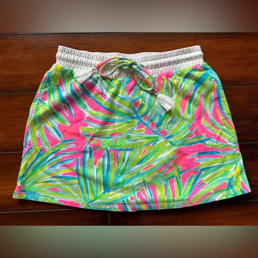 Lilly Pulitzer Zia Skirt Royal Lime Tiki Palm Pink Size XS EUC - Picture 2 of 4